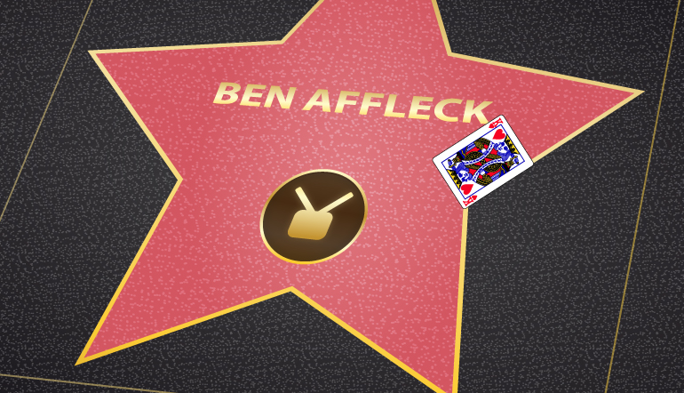 Ben Affleck walk of fame star with a king of hears card on it