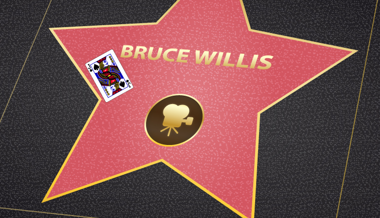 Bruce Willis walk of fame star with a king of hearts card on it