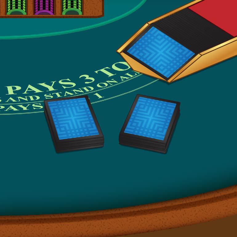 double decks on a blackjack table