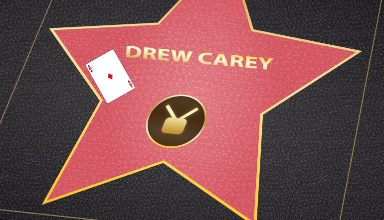 Drew Carey walk of fame star with an ace of diamonds card on it