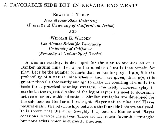 a favorable side in nevada baccarat