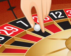 Roulette Croupier holding the roulette ball